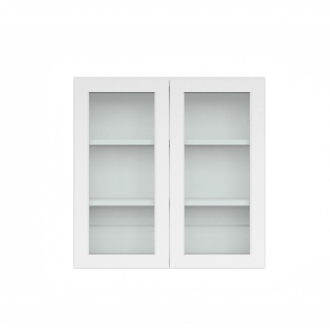 Clearance White Shaker Wall Cabinets With Glass - 30" Tall