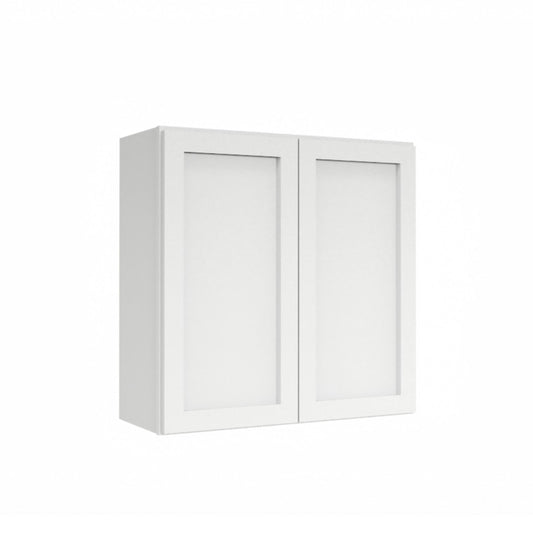 White Shaker Wall Cabinets 30" Tall - Double Door