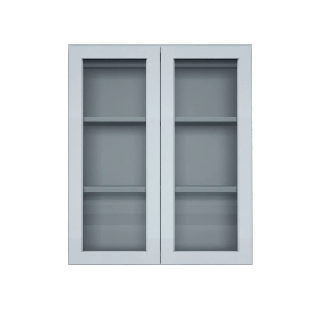 Clearance Gray Shaker Wall Cabinets With Glass - 36" Tall