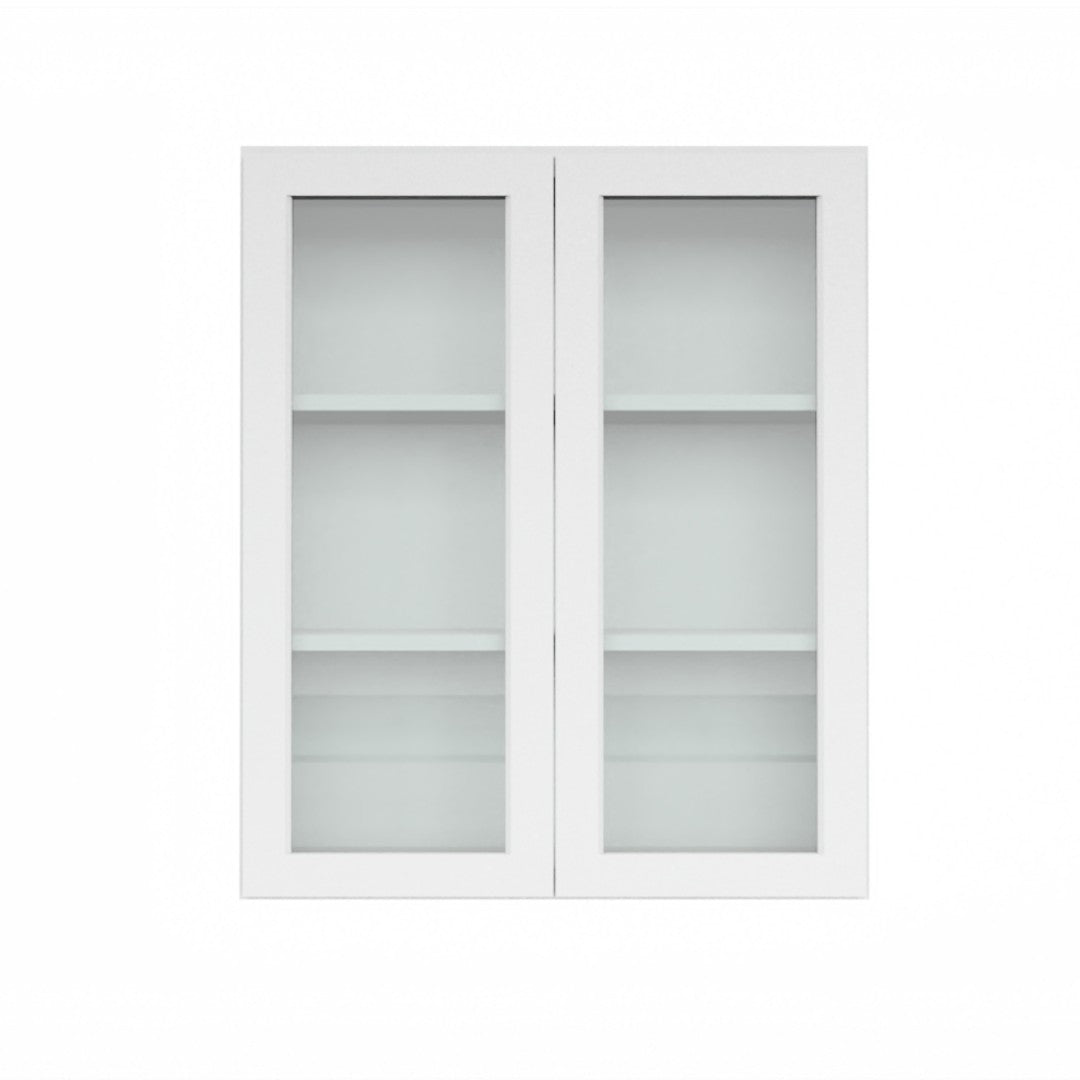 Clearance White Shaker Wall Cabinets With Glass - 36" Tall