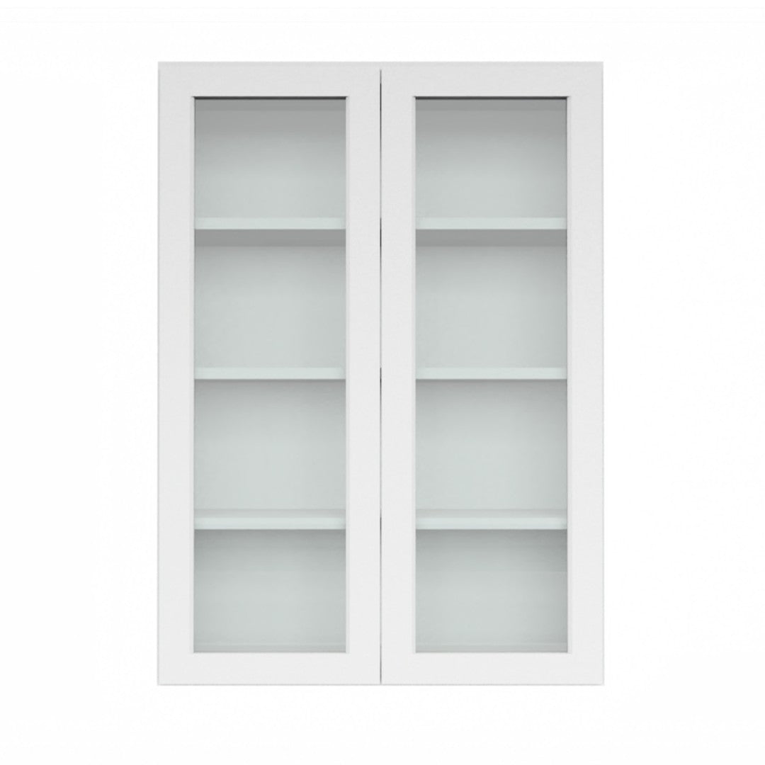 Clearance White Shaker Wall Cabinets With Glass - 42" Tall