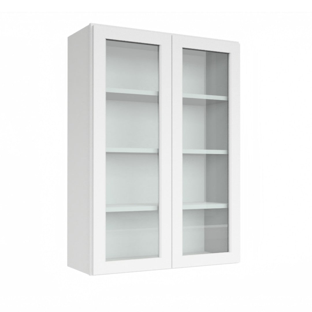 Clearance White Shaker Wall Cabinets With Glass - 42" Tall