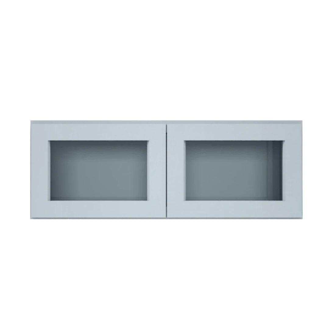 Clearance Gray Shaker Wall Cabinets With Glass Doors - 12" Tall