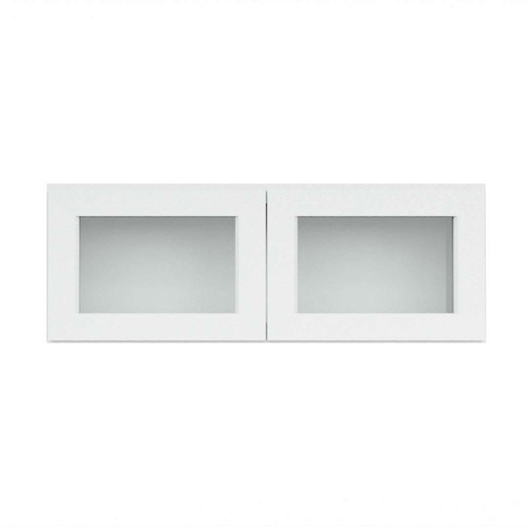 Clearance White Shaker Wall Cabinets With Glass Doors - 12" Tall