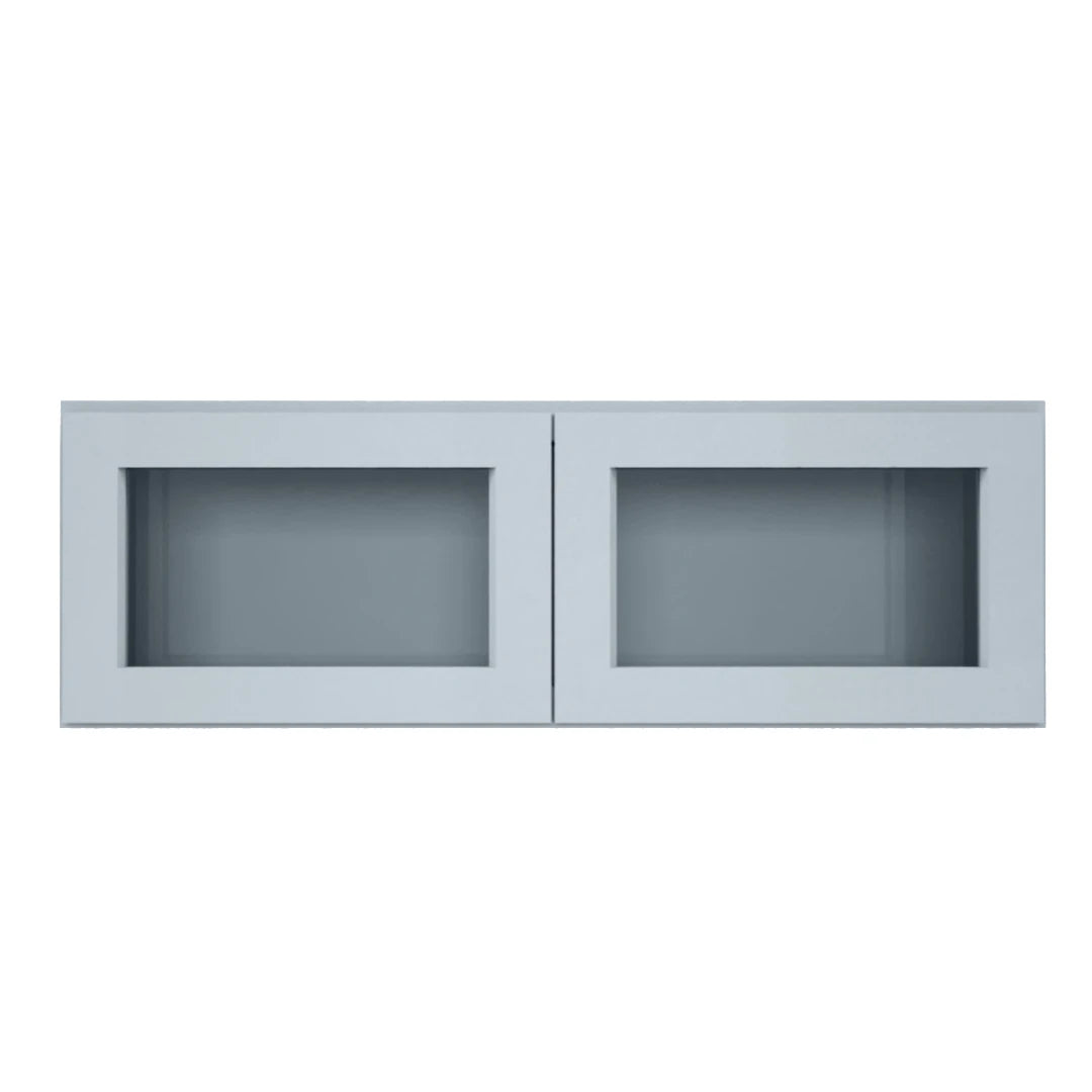 Clearance Gray Shaker Wall Cabinets With Glass Doors - 12" Tall