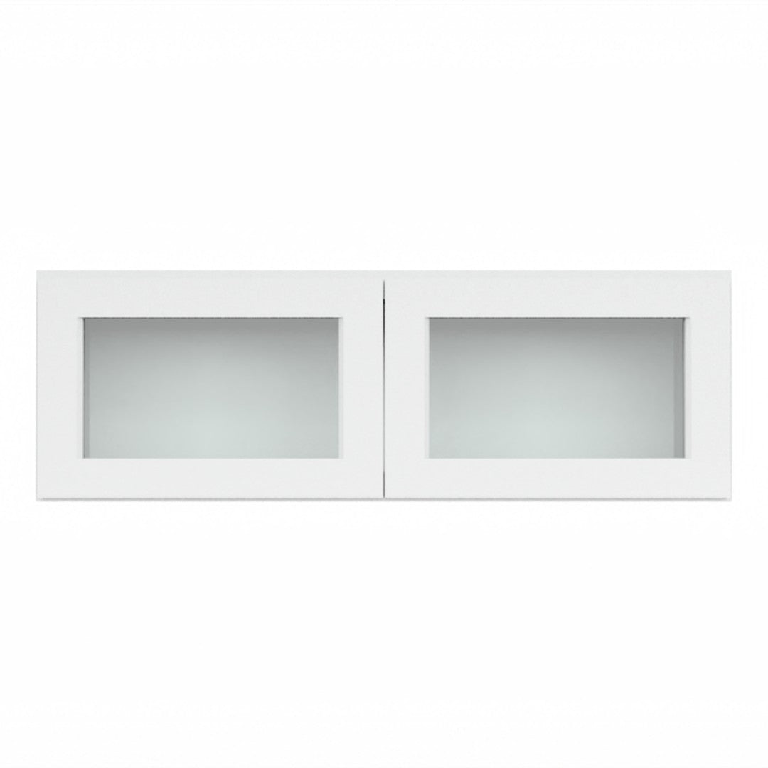 Clearance White Shaker Wall Cabinets With Glass Doors - 12" Tall