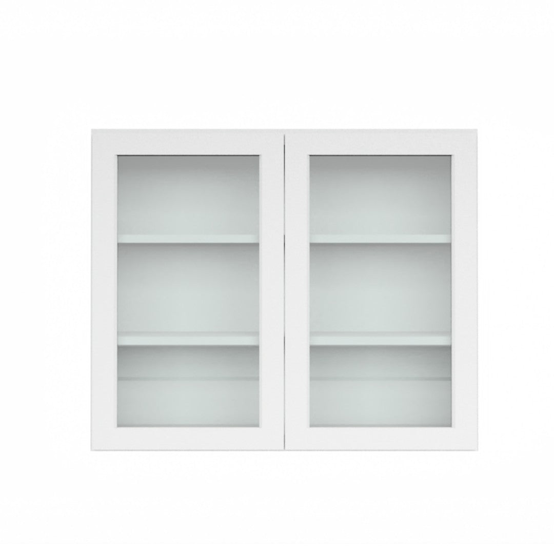 Clearance White Shaker Wall Cabinets With Glass - 30" Tall