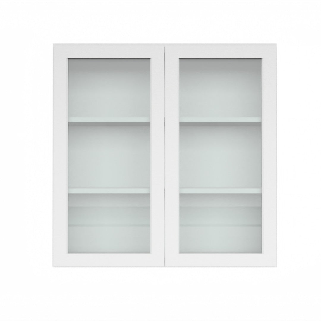 Clearance White Shaker Wall Cabinets With Glass - 36" Tall