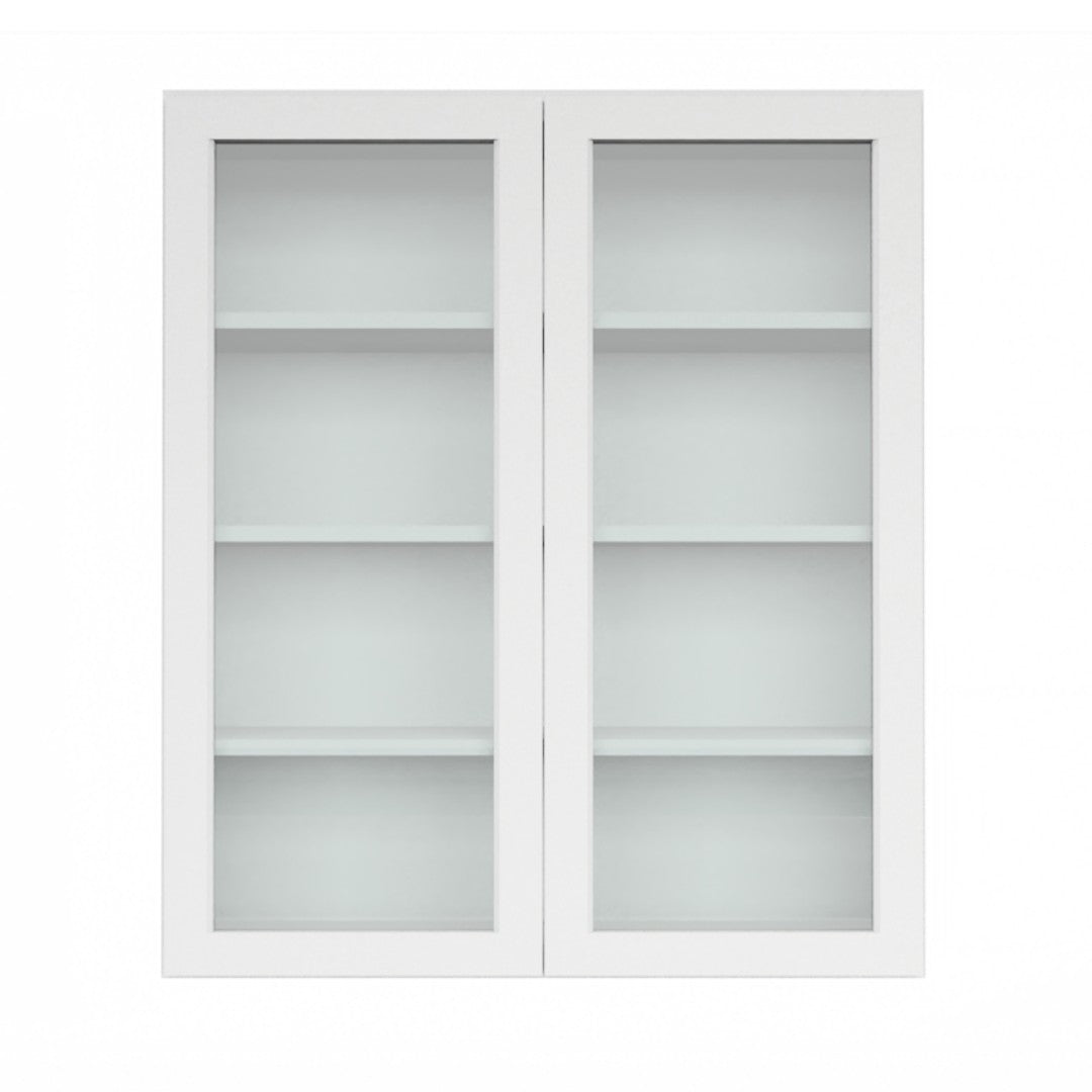 Clearance White Shaker Wall Cabinets With Glass - 42" Tall