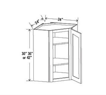 Forest Green Shaker Wall Diagonal Corner Cabinet