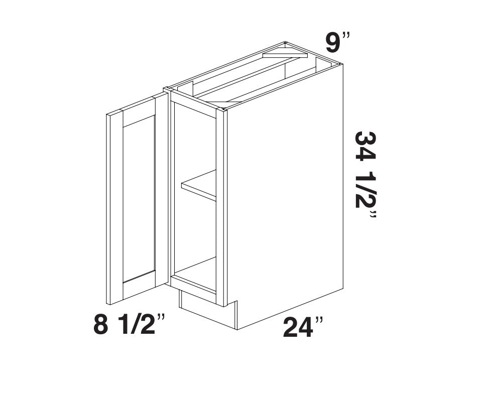 White Slim Shaker B09 - Base Cabinet 9"