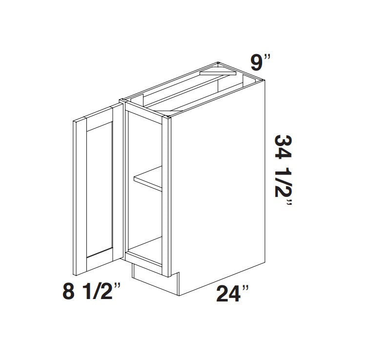 Gray Shaker B09 - Base cabinet 9"