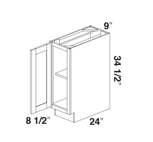 White Rift Oak Shaker B09 - Base cabinet 9"