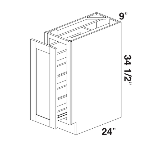 White Slim Shaker Base Spice Rack Pullout 09"