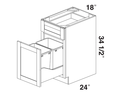 White Rift Oak Shaker Base Wastebasket Cabinet 18"