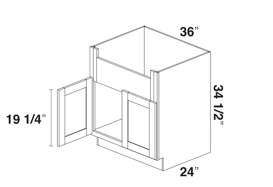 Empire Blue Double Shaker Farmhouse Sink Base cabinet 36"
