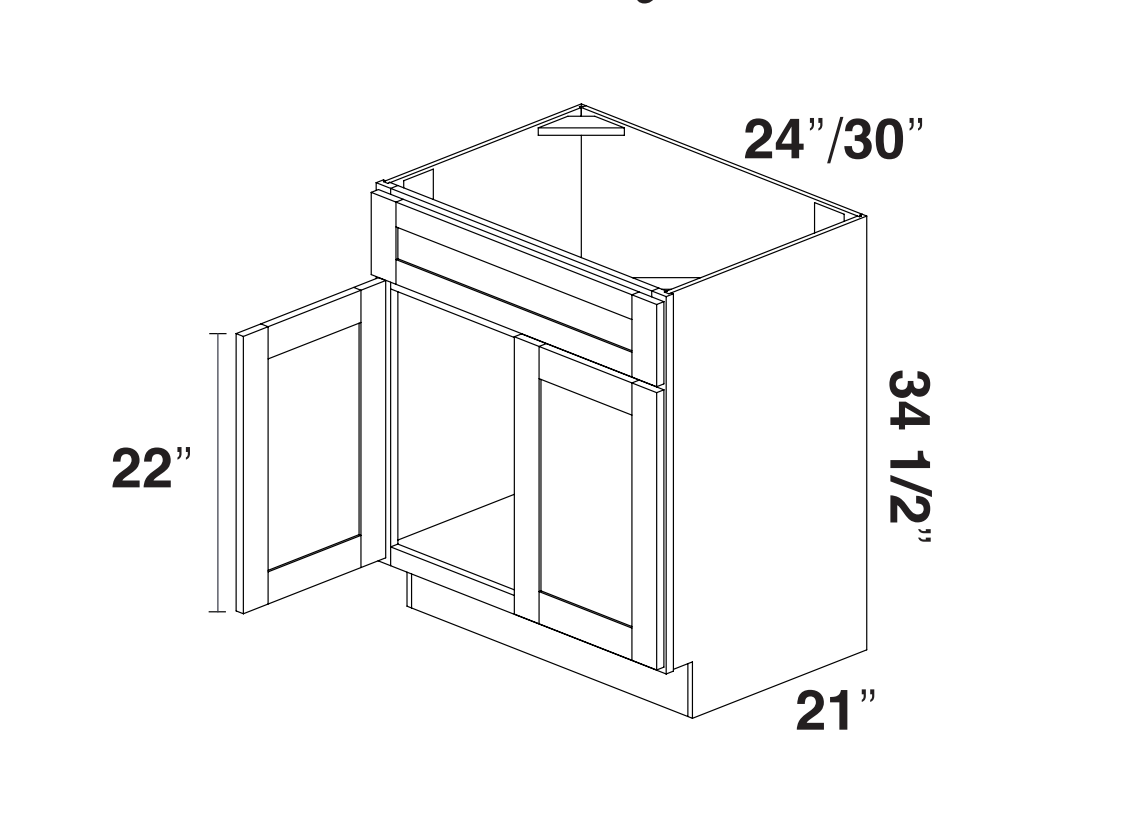 White Slim Shaker Vanity Sink Base Cabinet