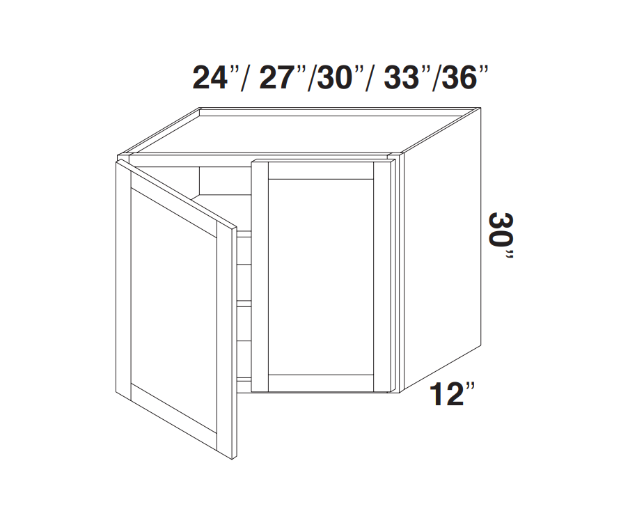 Espresso Shaker Wall Cabinets 30" Tall - Double Door