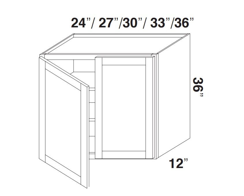Charcoal Shaker Wall Cabinets 36" Tall - Double Door