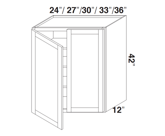 Forest Green Shaker Wall Cabinets 42" Tall - Double Door