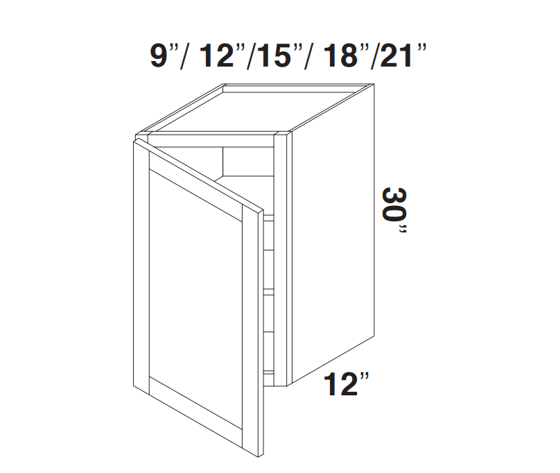 Espresso Shaker Wall Cabinets 30" Tall - Single Door