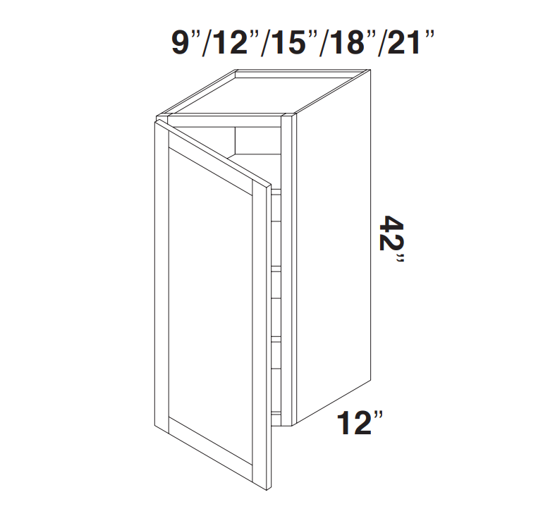 Espresso Shaker Wall Cabinets 42" Tall - Single Door
