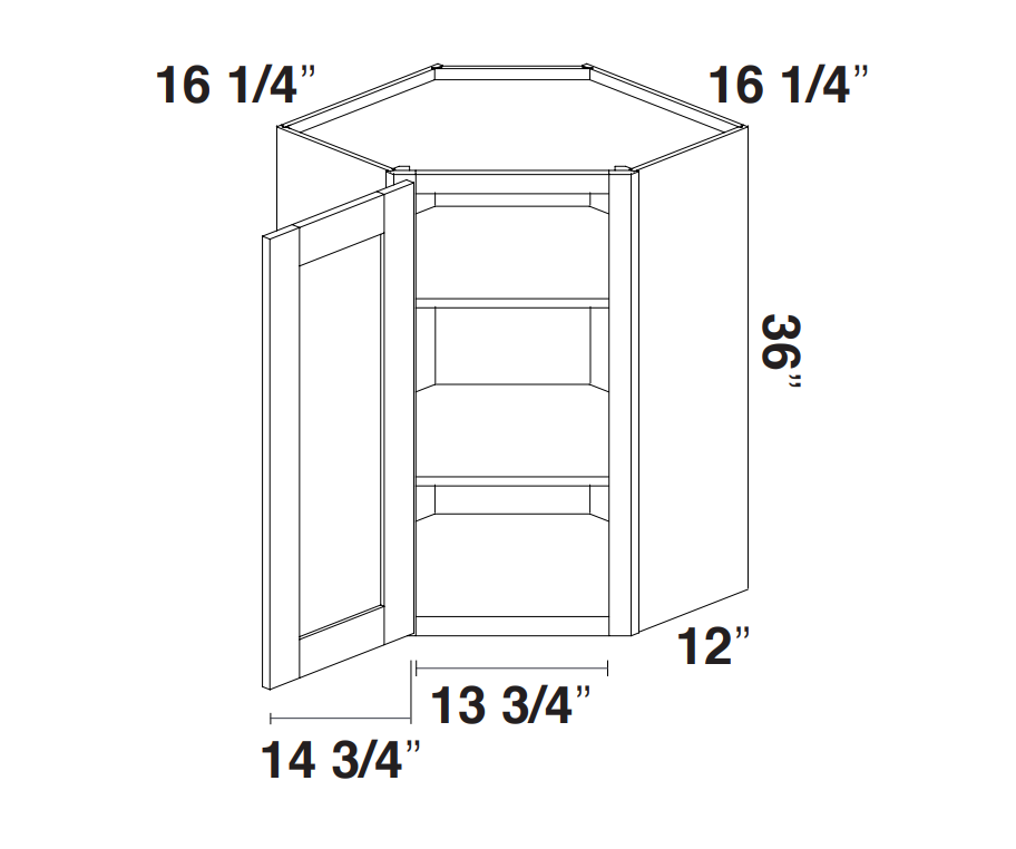 Empire Blue Double Shaker Wall Diagonal Corner Cabinet