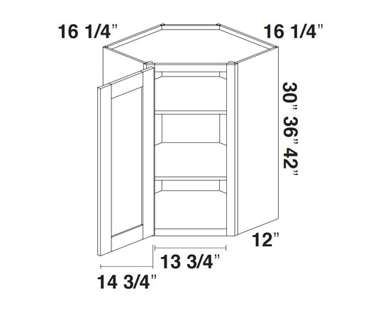 Gray Shaker Wall Diagonal Corner Cabinet