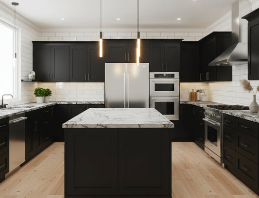 Best Countertops to Pair with Black Shaker Cabinets