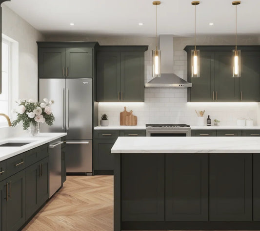 Best Countertops to Pair with Forest Green Shaker Cabinets
