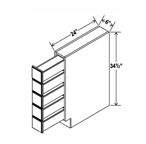 Charleston White Raised Panel Base Spice Drawer 06"