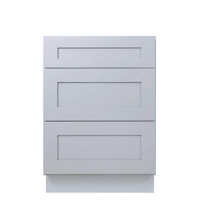 Gray Shaker Base Cabinets With 3 Drawers