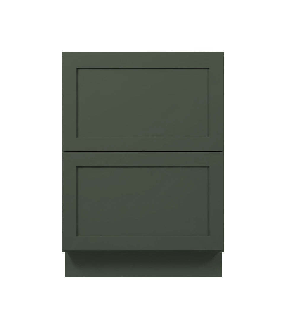 Forest Green Shaker Base Cabinets With 2 Deep Drawers