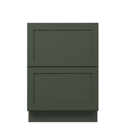 Forest Green Shaker Base Cabinets With 2 Deep Drawers