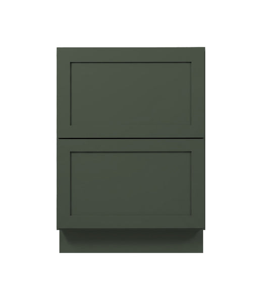 Forest Green Shaker Base Cabinets With 2 Deep Drawers