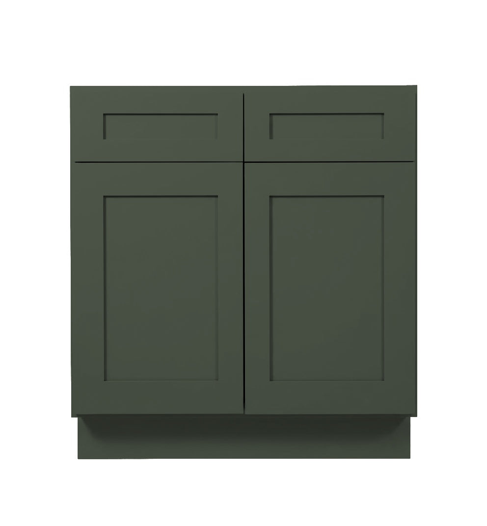 Forest Green Shaker Base cabinet - Two doors / Two drawers
