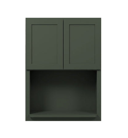 Forest Green Shaker Microwave Wall Open Shelf Cabinet