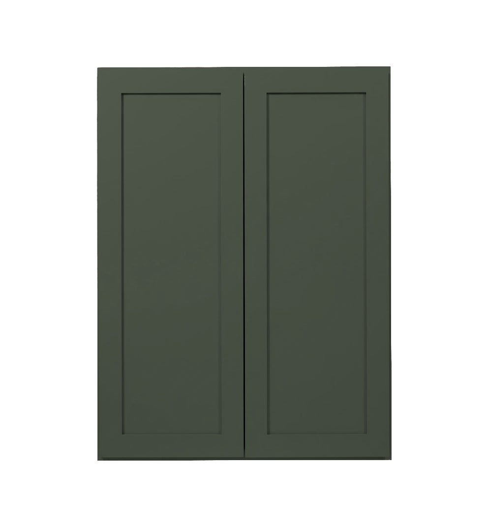 Forest Green Shaker Wall Cabinets 30" Tall - Double Door