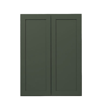 Forest Green Shaker Wall Cabinets 30" Tall - Double Door