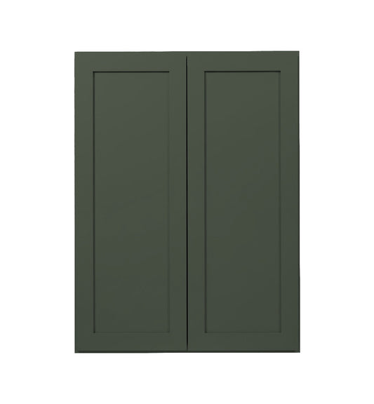 Forest Green Shaker Wall Cabinets 36" Tall - Double Door