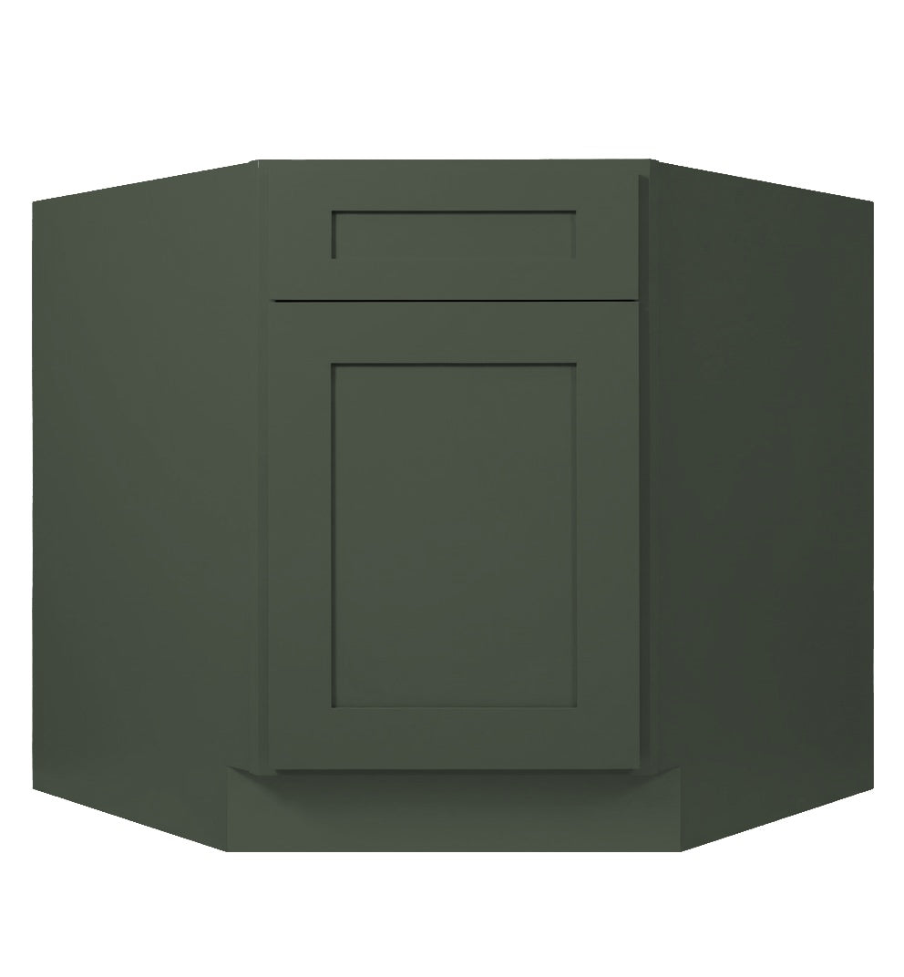 Forest Green Shaker Corner Sink Base Cabinet 36"