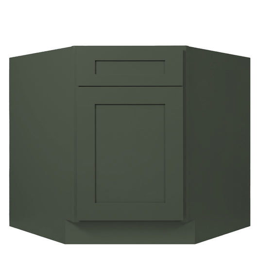 Forest Green Shaker Corner Sink Base Cabinet 36"