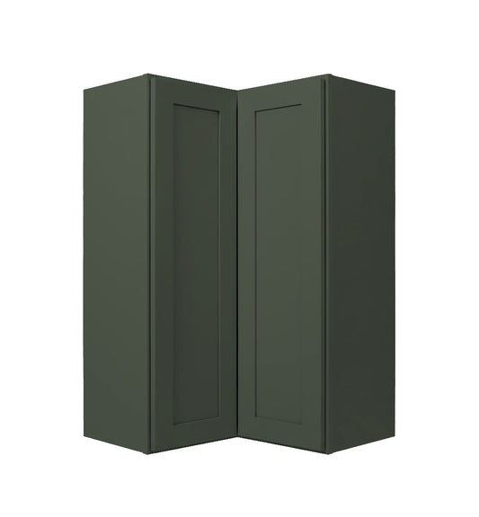 Forest Green Shaker Wall Pie Cut Corner Cabinet (Easy Reach)