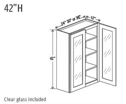 Charcoal Shaker Wall Cabinets With Glass - 42" Tall
