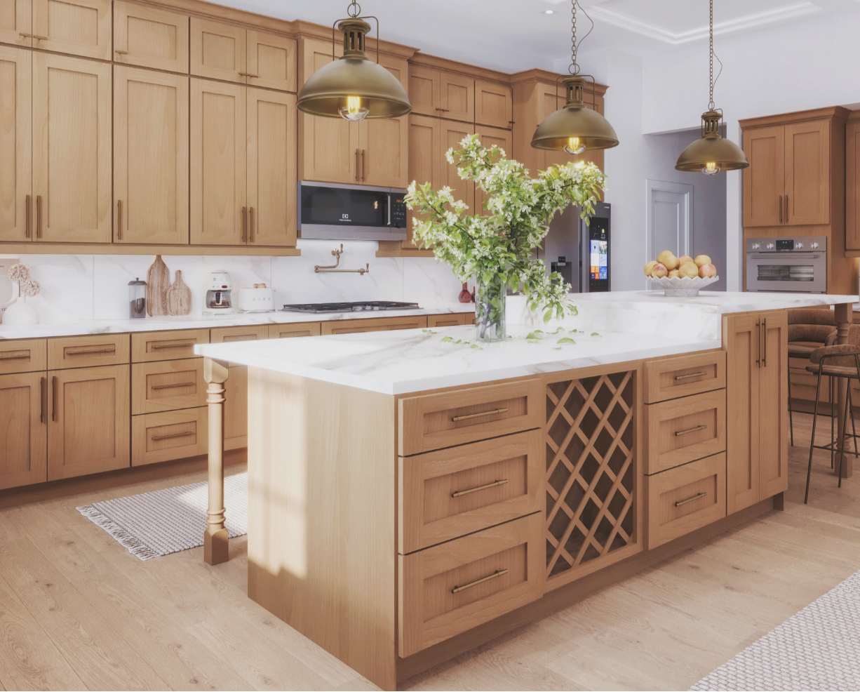 Golden Birch Shaker cabinets