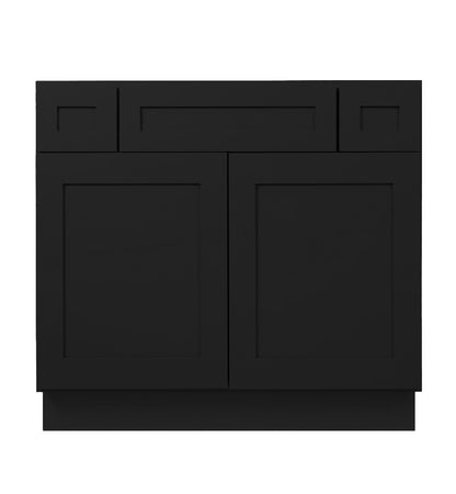 Iron Black Shaker Vanity Sink Base 36"-48" Wide With Two Drawers on Top