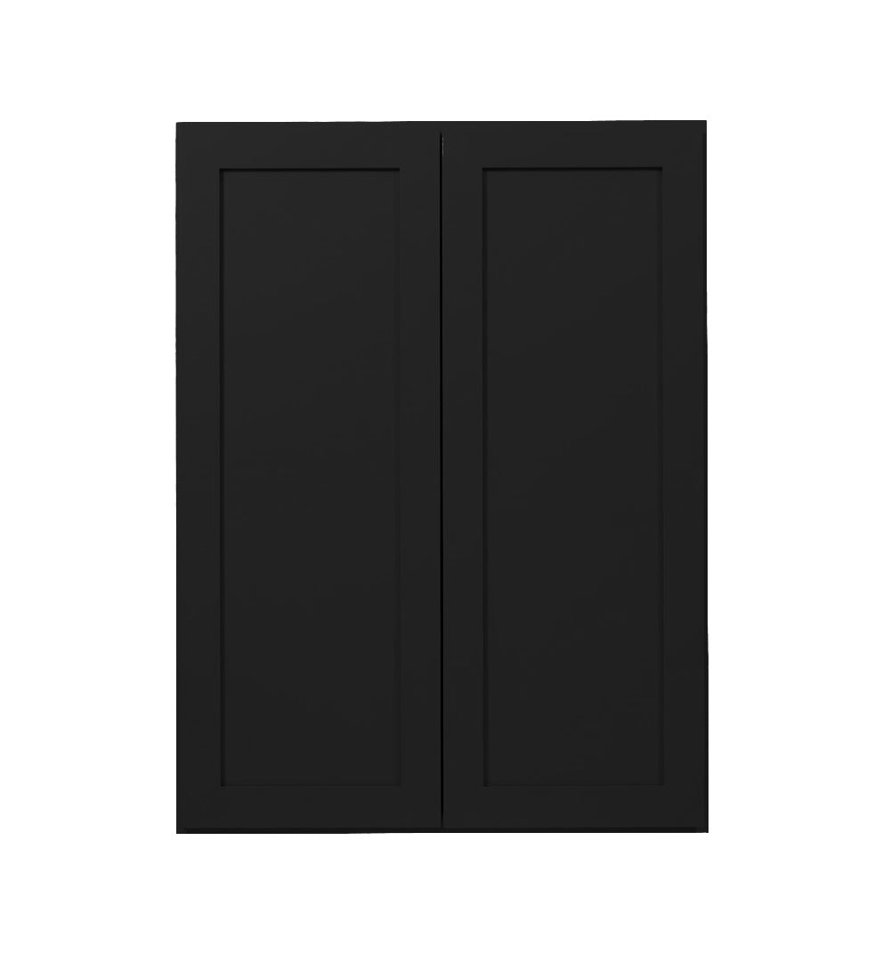 Iron Black Shaker Wall Cabinets 30" Tall - Double Door