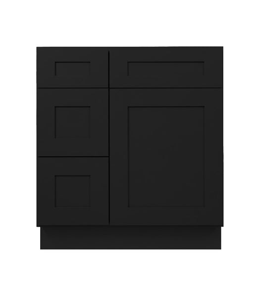 Iron Black Shaker Vanity Sink Base 30"-36" Wide With Three Drawers On Side