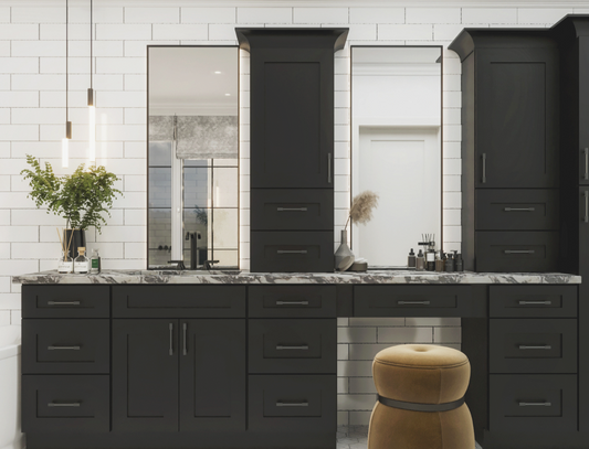 Iron Black Shaker Wall Bridge Cabinets - 12" Deep