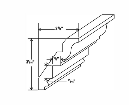 Charleston White Raised Panel Inset Crown Molding
